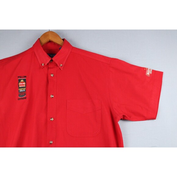 Cafe Pilon Extreme Espresso Coffee Button Shirt Red Size Medium Promo Employee - Picture 8 of 16